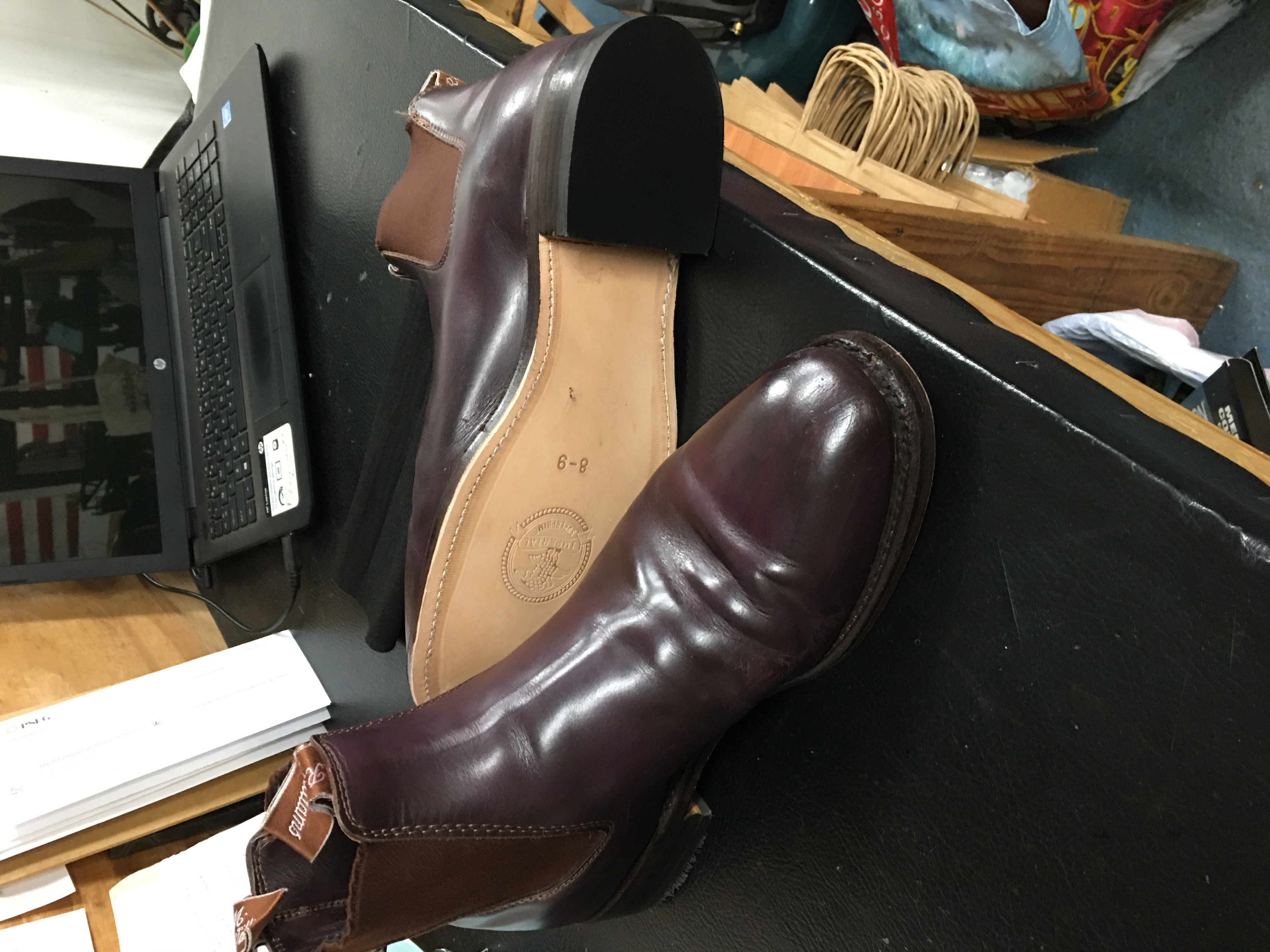 Oxblood Lucchese riding boot heel replacement