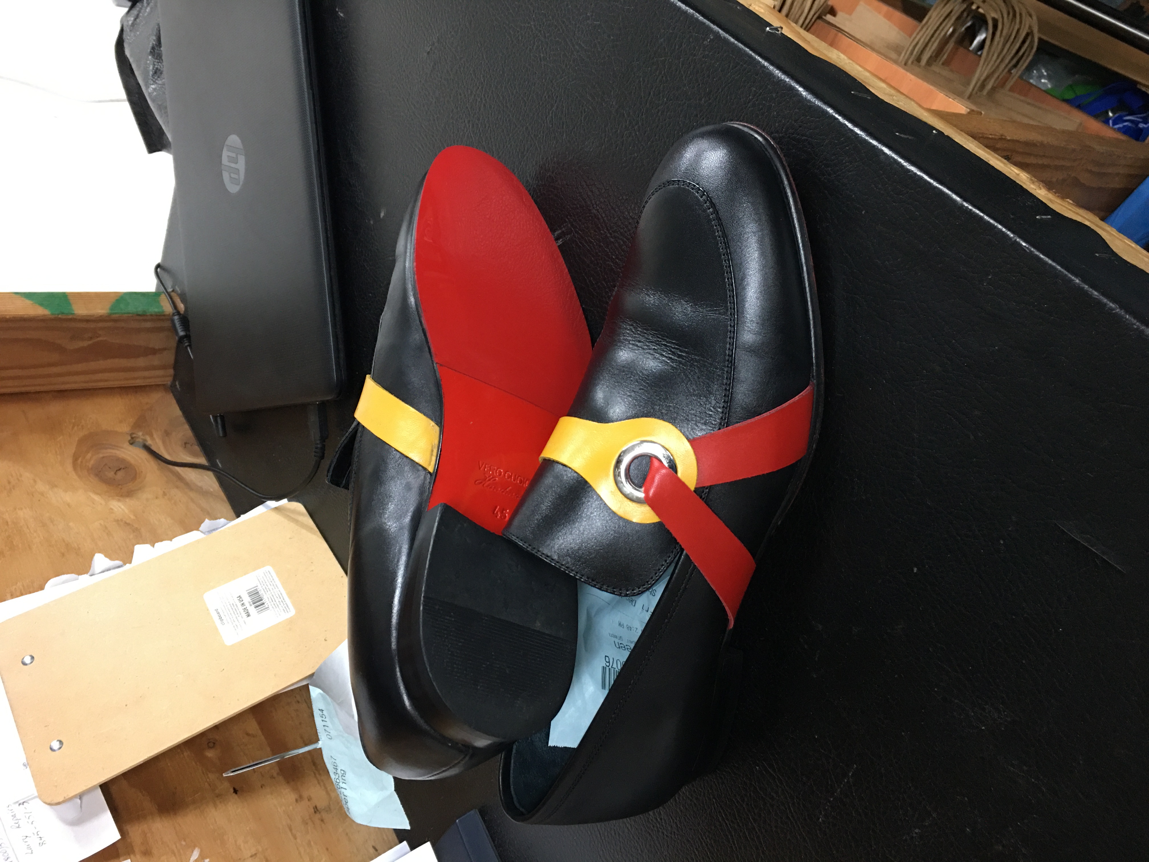Black designer loafers custom sole