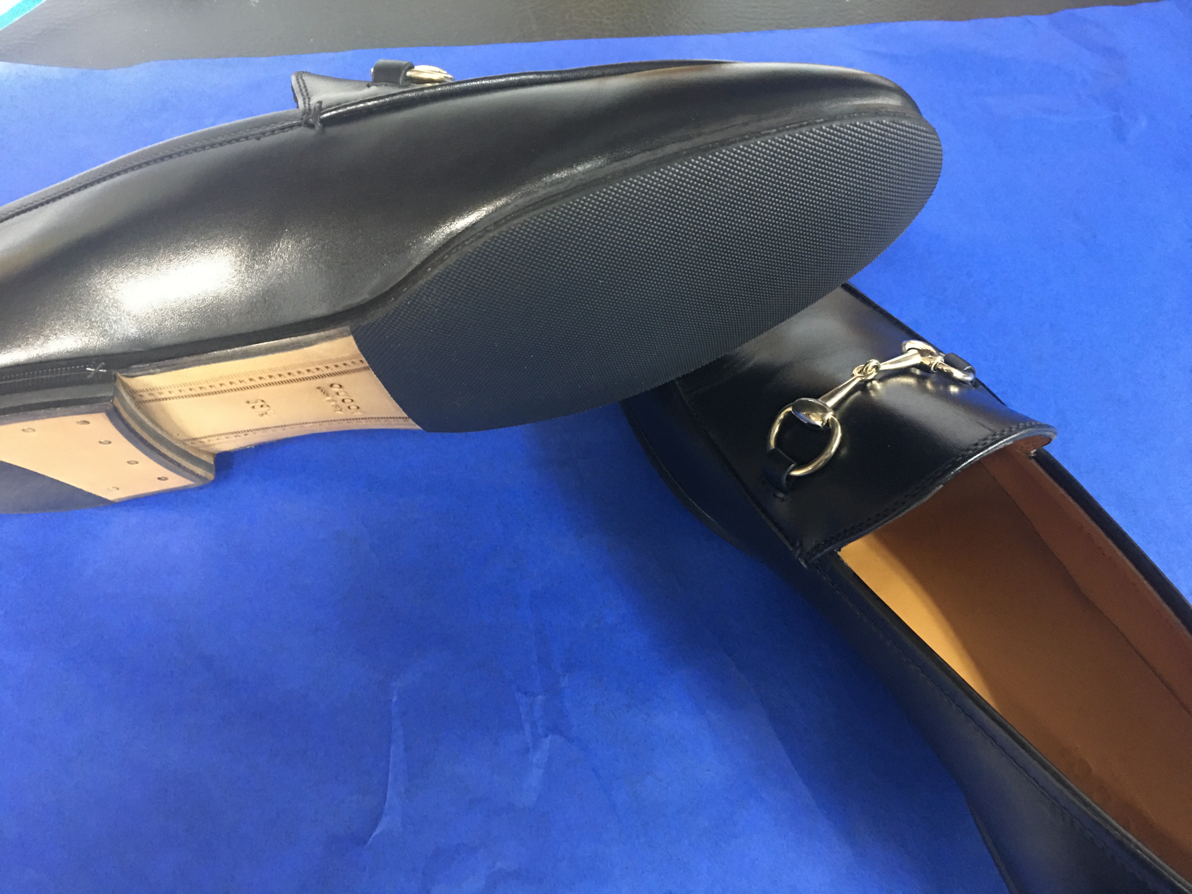Black Gucci horsebit loafer sole replacement