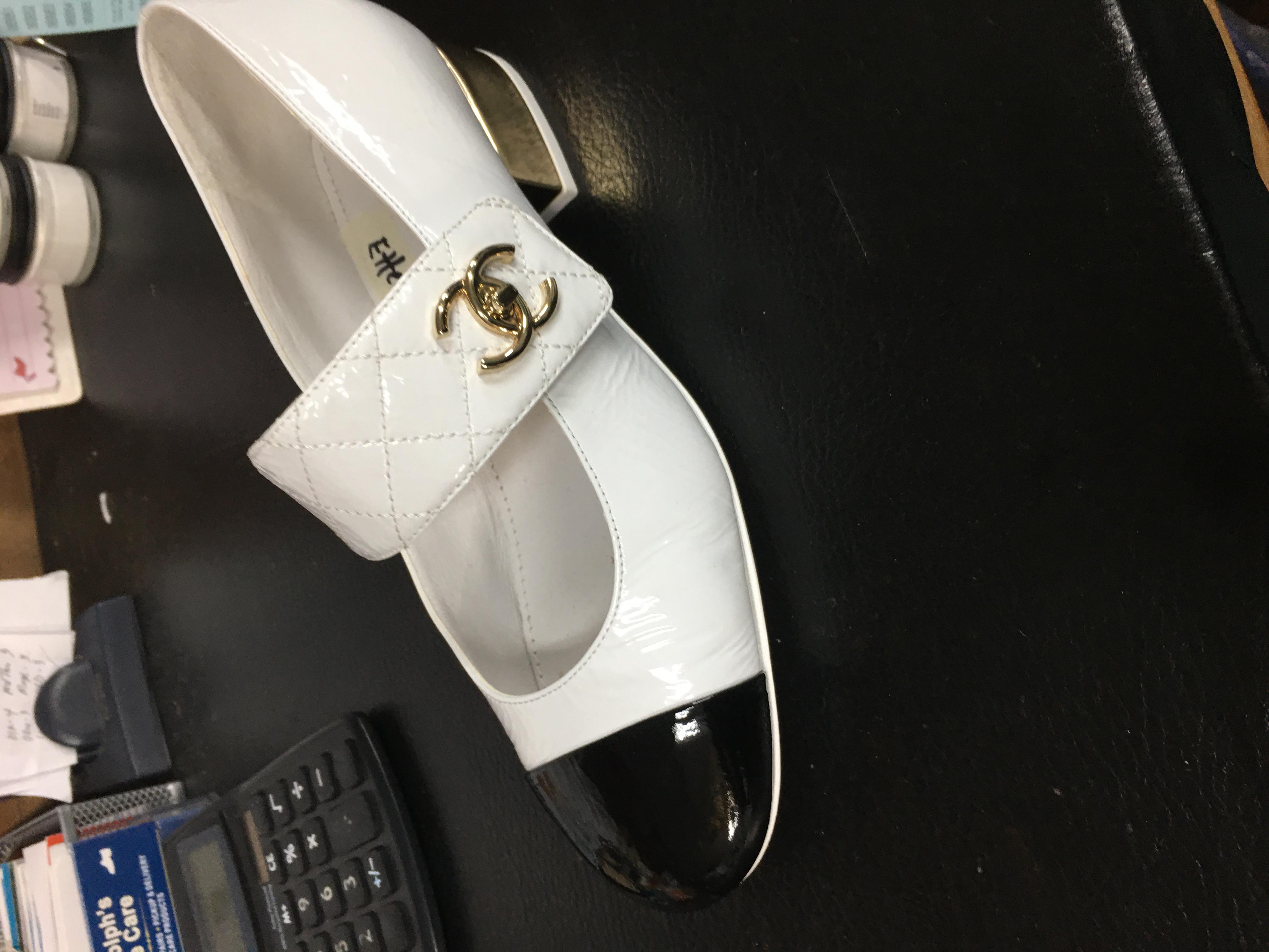 White Chanel quilted flat white leather deep clean