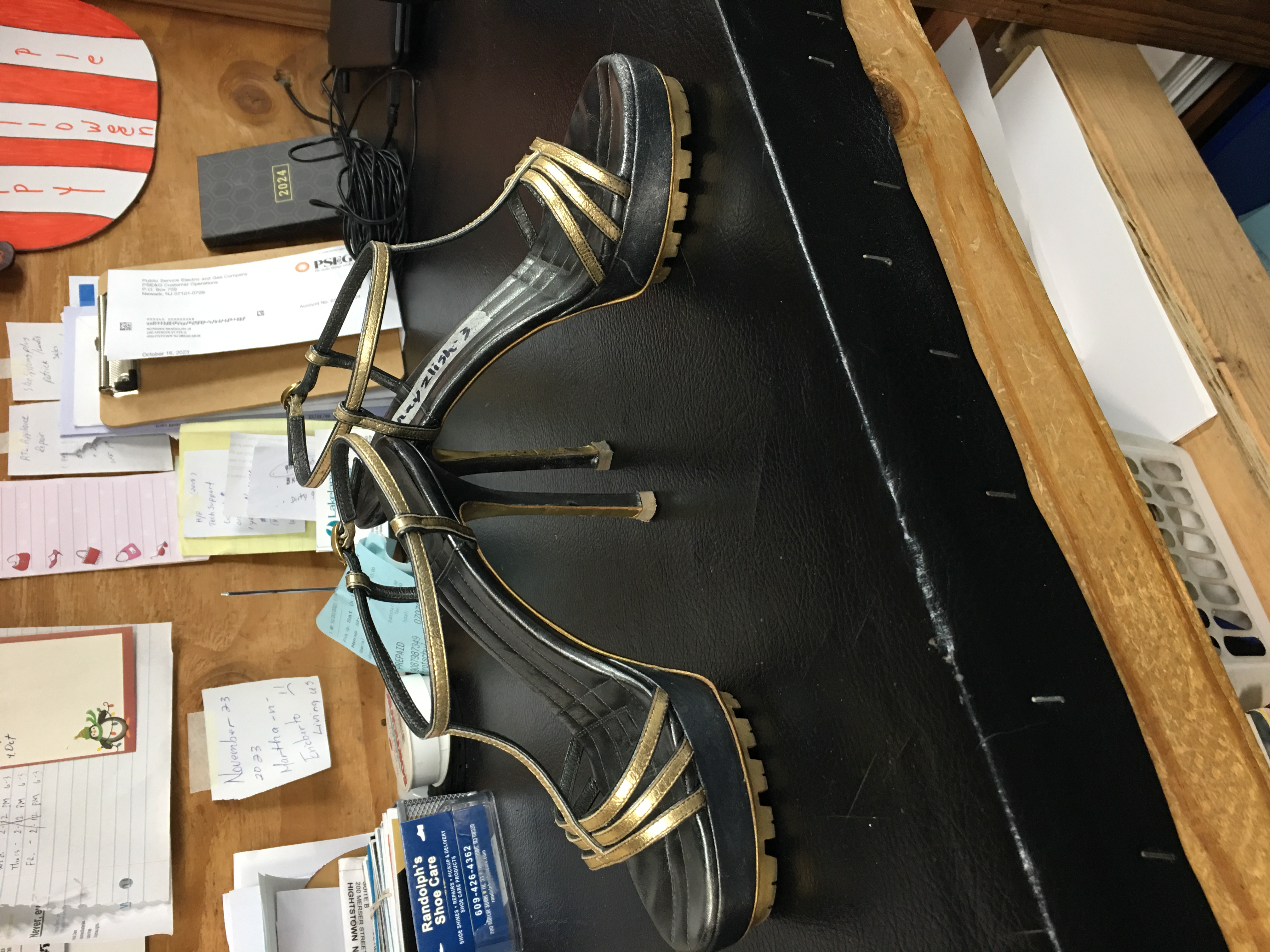 Black gold strappy Giuseppe Zanotti platform heels